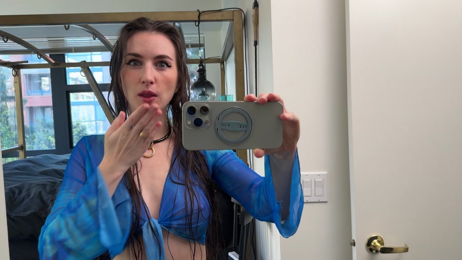 Blue Tie-Front, Wet Hair